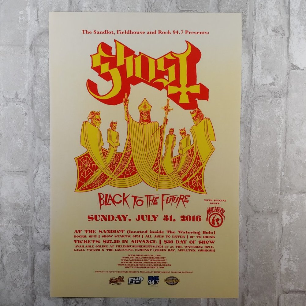Ghost, The Band Ghost Black To The Future 2016 Band Poster 12" x 18"